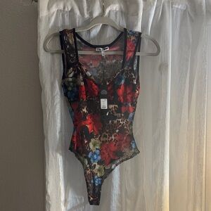 Fashion Nova Floral and Leopard Print Bodysuit